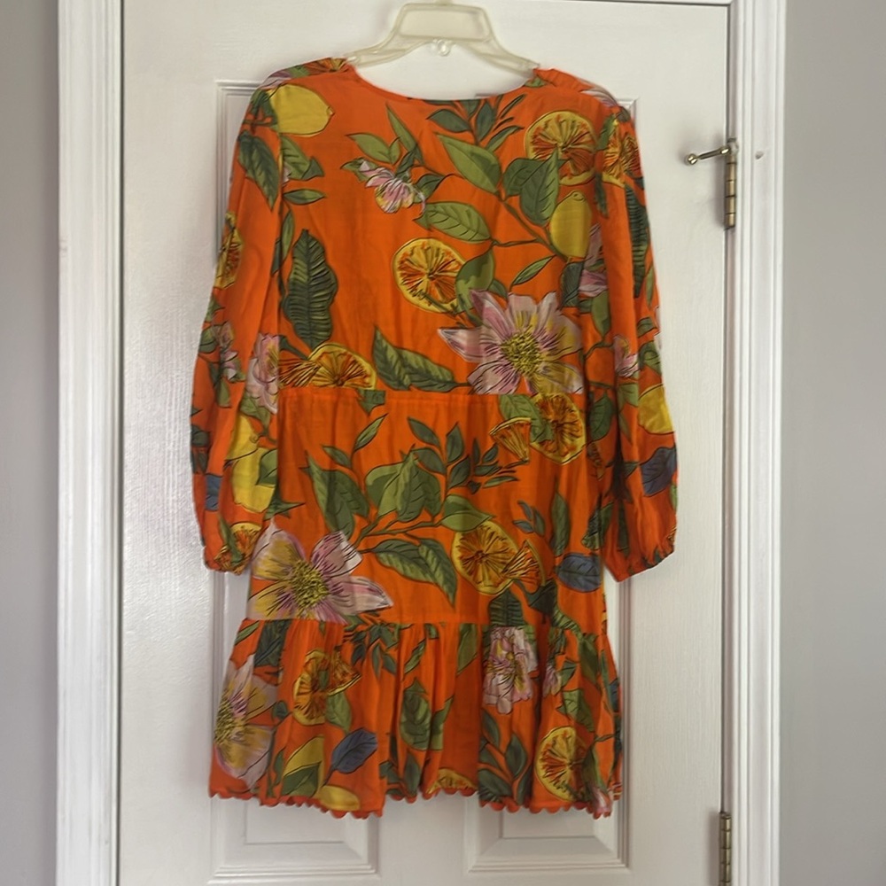 Blue Island Floral Orange and Green Swimsuit Coverup - Picture 5 of 6